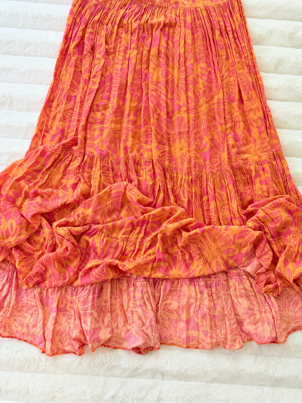Free People Pink Orange Floral Maxi Dress Boho Sleeveless Size M Summer - Picture 4 of 12